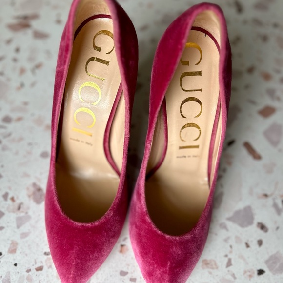 Gucci Pink Velvet Heels 474467  39  0 5 M - Picture 11 of 13